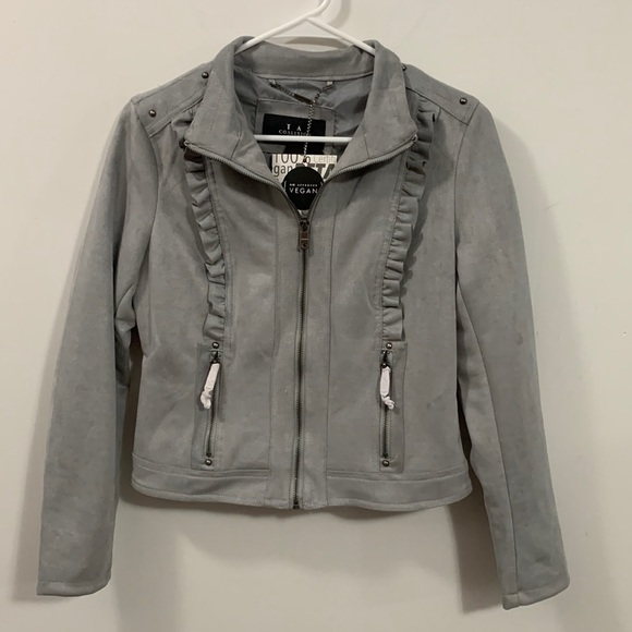 LA Coalition Faux Suede jacket New with Tags, light lavender/gray. Gorgeous! - Picture 1 of 7